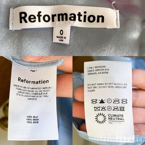 Reformation Dress Solay Silk Blue Slit Wedding Corset Maxi Mineral 0 NWT - Picture 3 of 10